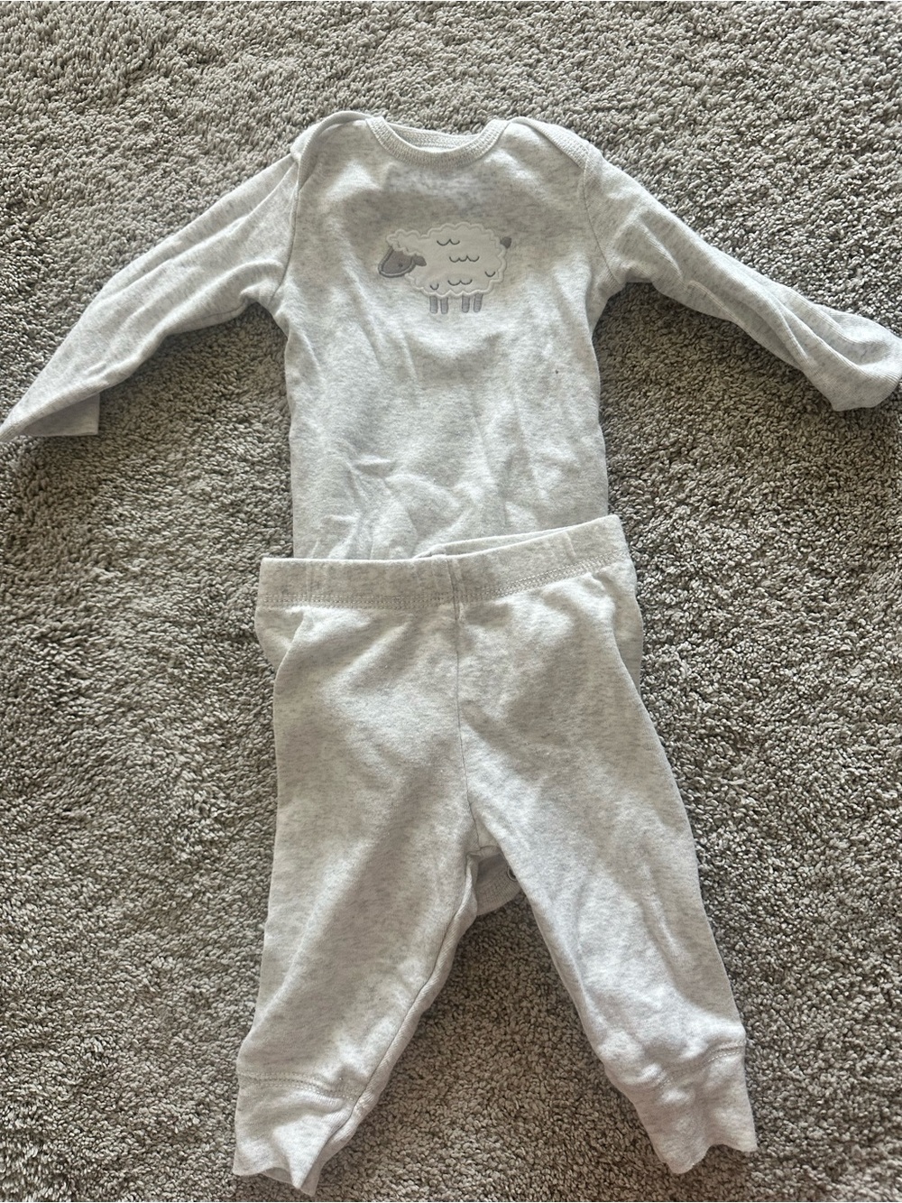 Carter's Light Gray Lamb Matching Set 3-6 mo